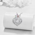 wholesale 925 Sterling Silver I Love You Mom Heart Pendant Necklaces with Red Crystal Flowers and Cubic Zirconia Stones Gifts for Mother's Day Birthday Christmas Anniversary-0-3