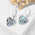 wholesale 925 Sterling Silver Celtic Knot Abalone Shell Heart Leverback Earrings  for Women-0-3