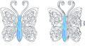 wholesale 925 Sterling Silver Blue Opal Celtic Knot Butterfly Stud Earrings-0-0