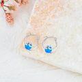 wholesale 925 Sterling Silver Blue Opal Huggie Hoop Earrings with Natural Stone Elements-0-4