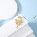 wholesale 925 Sterling Silver Fleur-de-lis Zircon Pendant Necklace-0-1