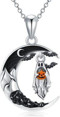wholesale 925 Sterling Silver Halloween Ghost Pumpkin Moon Necklace Pendant-Ghost