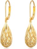wholesale Gold 925 Sterling Silver Teardrop Filigree Drop Earrings -0-0