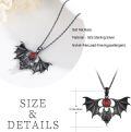 wholesale 925 Sterling Silver Black Bat Pendant with Red Crystal Stone Gothic Halloween Jewelry for Women Gifts-0-5
