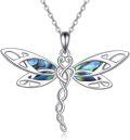 wholesale 925 Sterling Silver Abalone Shell Inlay Celtic Knot Dragonfly Pendant Necklace for Women Nature Lovers' Gift-0-0