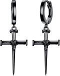 wholesale  Sterling Silver Hypoallergenic Cross Hoop Earrings for Men -0-0
