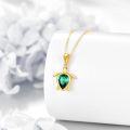 wholesale Gold 14K Green Crystal Sea Turtle Pendant Necklace for Women-0-3