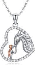 wholesale 925 Sterling Silver Heart-Shaped Dragon and Girl Pendant Necklace - Valentine's Day Gifts for Her-0-0