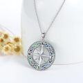 wholesale 925 Sterling Silver Celtic Knot Compass Pendant with Opal and Blue Crystals Necklace for Women Men s 48 Chain Length-0-1