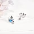 wholesale 925 Sterling Silver Heart-Shaped Animal Stud Earrings with Blue Crystal for Women Girls Gifts-0-2