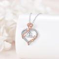 wholesale 925 Sterling Silver 25th Anniversary Rose Flower Love Heart Pendant Necklace for Women-0-3