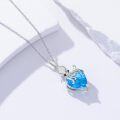 wholesale 925 Sterling Silver Blue Topaz Heart-Shaped Octopus Pendant Necklace-0-2