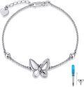 wholesale 925 Sterling Silver Butterfly Memorial Ashes Holder Bracelet with Funnel and Tube Set-0-0