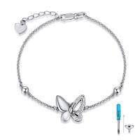 wholesale 925 Sterling Silver Butterfly Memorial Ashes Holder Bracelet with Funnel and Tube Set-Butterfly