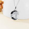 wholesale 925 Sterling Silver Crescent Moon Tree Of Life Couple Pendant Necklace With Black Crystals-0-3