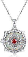 wholesale  925 Sterling Silver White Opal & Zircon January Birthstone Pendant Necklace with Adjustable Chain-0-0