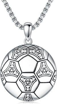 wholesale 925 Sterling Silver Sports Pendant Necklace  - Soccer Ball Design for Men-C02-Soccer