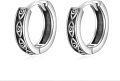 wholesale 925 Sterling Silver Black Celtic Knot Hoop Earrings for Men - Small Vintage Gothic Punk Rock Style Jewelry-0-0