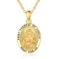 wholesale Gold-Plated 925 Sterling Silver St Therese of Lisieux Medal Necklace with Pray For Us Inscription and Roses Design - Catholic Gift for Women (18+2) Chain-0-0