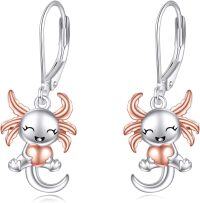 wholesale 925 Sterling Silver Angel Heart Charm Leverback Earrings Gift for Women-Axolotl Leverback Earrings