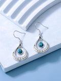 wholesale 925 Sterling Silver Teardrop Turquoise Bohemian Drop Earrings-0-3