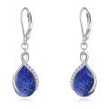 wholesale 925 Sterling Silver Opal Pear-Shaped Drop Earrings with Leverback Hooks for Women Gift Ideas-0-4
