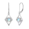 TOUPOP Sterling Silver Moonstone Lotus Dangle Leverback Earrings-0-0