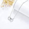wholesale 925 Sterling Silver Double Heart Pendant with Cubic Zirconias Necklaces for Women Valentines Day Gifts-0-1