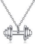 wholesale 925 Sterling Silver Mens Punk Style Dumbbell Chain Pendant Necklaces-0-0