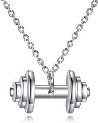 wholesale 925 Sterling Silver Mens Punk Style Dumbbell Chain Pendant Necklaces-B-Dumbbell Necklace
