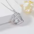 TOUPOP Sterling Silver Birthstone Heart Cross Necklace-0-3