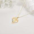wholesale 14K Gold Heart with Cross and Cubic Zirconia Pendant Necklace for Women-0-3