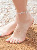 wholesale 925 Sterling Silver Evil Eye Palm Tree Starfish Shell Charm Anklet 925-0-3