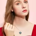 wholesale 925 Sterling Silver Turquoise Heart Shaped Pendant Necklaces Wholesale with Rose Pattern and Chain for Women -0-1