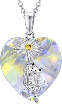 wholesale 925 Sterling Silver Birthstone Crystal Frog Necklace Pendant for Women-A04-April
