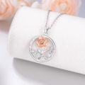 wholesale 925 Sterling Silver Rose Pendant Necklace with Natural Stones and Cubic Zirconia for Women Mothers' Day Gift-0-4