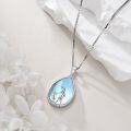 wholesale 925 Sterling Silver Blue Moonstone Teardrop Mother Daughter Pendant Necklace-0-4