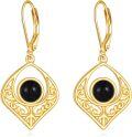 wholesale 925 Sterling Silver & Black Onyx Evil Eye Filigree Teardrop Leverback Earrings - Bohemian  for Women-0-0