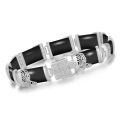 wholesale 925 Sterling Silver Green Jade Link Bracelet Wholesale With Intricate Clasp Design-0-34