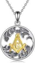wholesale 925 Sterling Silver Masonic Symbol Pendant Necklace for Men/Women Gifts-0-0