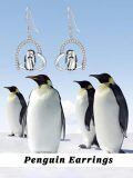 wholesale 925 Sterling Silver Penguin Heart Drop Earrings Cubic Zirconia Platinum Plated-0-3