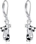 wholesale 925 Sterling Silver Panda Cat Raccoon Squirrel Tree Branch Drop Dangle Leverback Earrings for Women Girls Gift Jewelry Accessories-0-0
