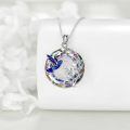 wholesale 925 Sterling Silver Platinum Plated Blue Hummingbird Lily Of The Valley Crystal Pendant Necklace-0-3