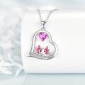 wholesale 925 Sterling Silver Pink Heart Axolotl Charm Pendant Necklace for Women-0-4