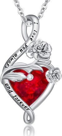 wholesale 925 Sterling Silver Birthstone Birth Flower Necklace Pendant Jewelry-January-Carnation