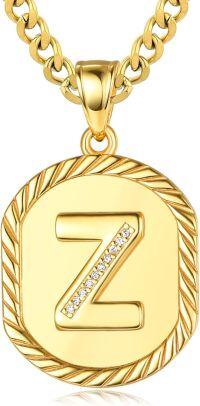 wholesale Sterling Silver A Z Letter Pendant Necklace w Cuban Chain (Gift)-Z