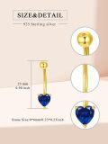 wholesale 925 Sterling Silver Plated 14K Gold  Heart Belly Button Ring 16mm Body Piercing Jewelry for Women-0-11