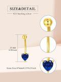 wholesale 925 Sterling Silver Plated 14K Gold  Heart Belly Button Ring 16mm Body Piercing Jewelry for Women-0-11