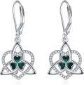 wholesale 925 Sterling Silver Celtic Knot Shamrock Drop Earrings Irish Lucky Charm s for Her-0-0