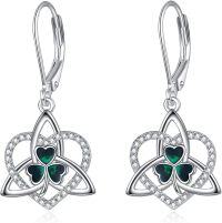 wholesale 925 Sterling Silver Celtic Knot Shamrock Drop Earrings Irish Lucky Charm s for Her-Celtic